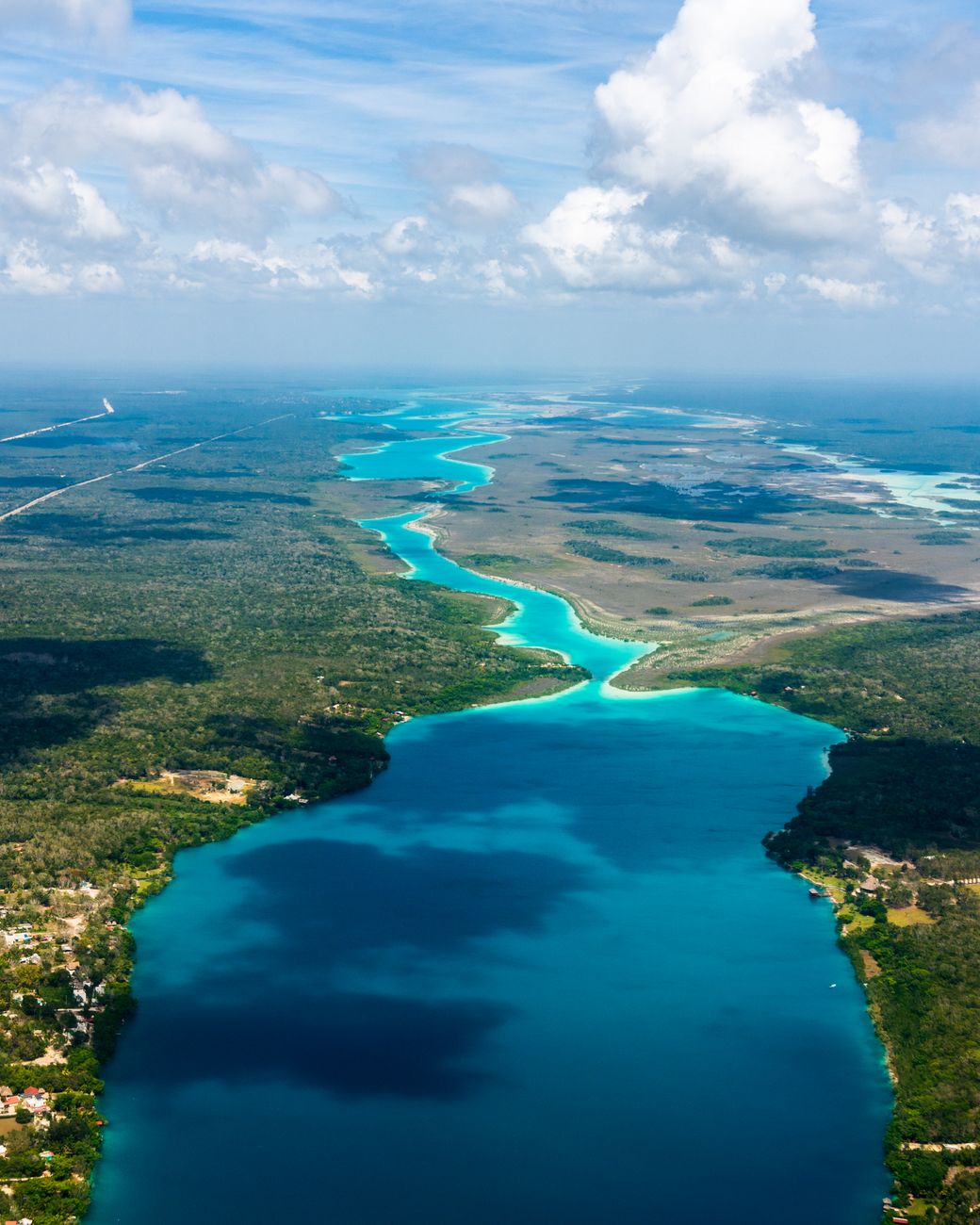 Los Rapidos natural water slides in Bacalar with crystal clear turquoise waters